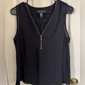 INC International Concepts Black V-Neck Blouse